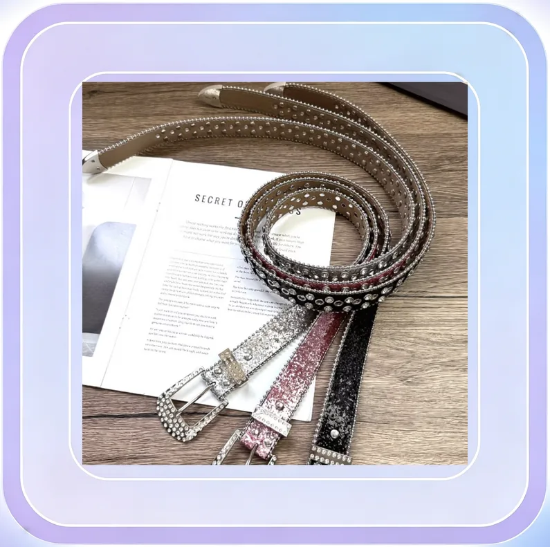 No.121_120 Red Rhinestone Decorated Belt (120cm)