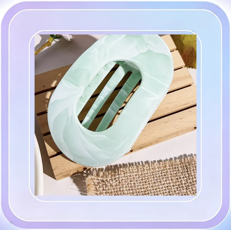 No.162_Cyan Flat Disc Hair Clip