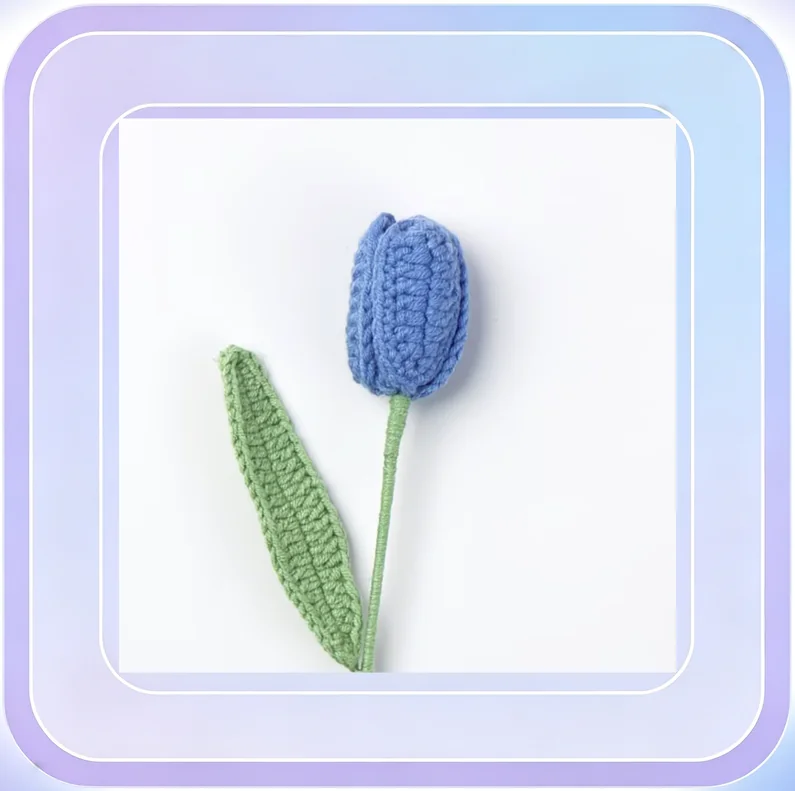 No.168_Blue Crochet Tulip Finished Flower (4-Pack)