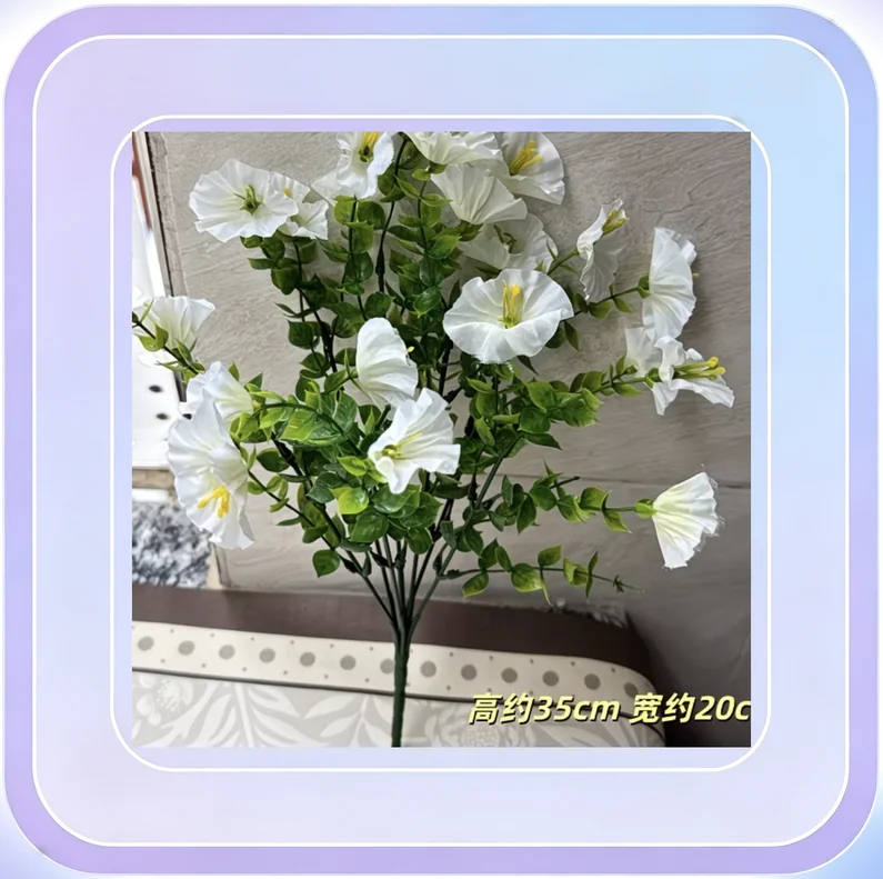 No.184_White Eucalyptus and Morning Glory Hanging Artificial Flowers