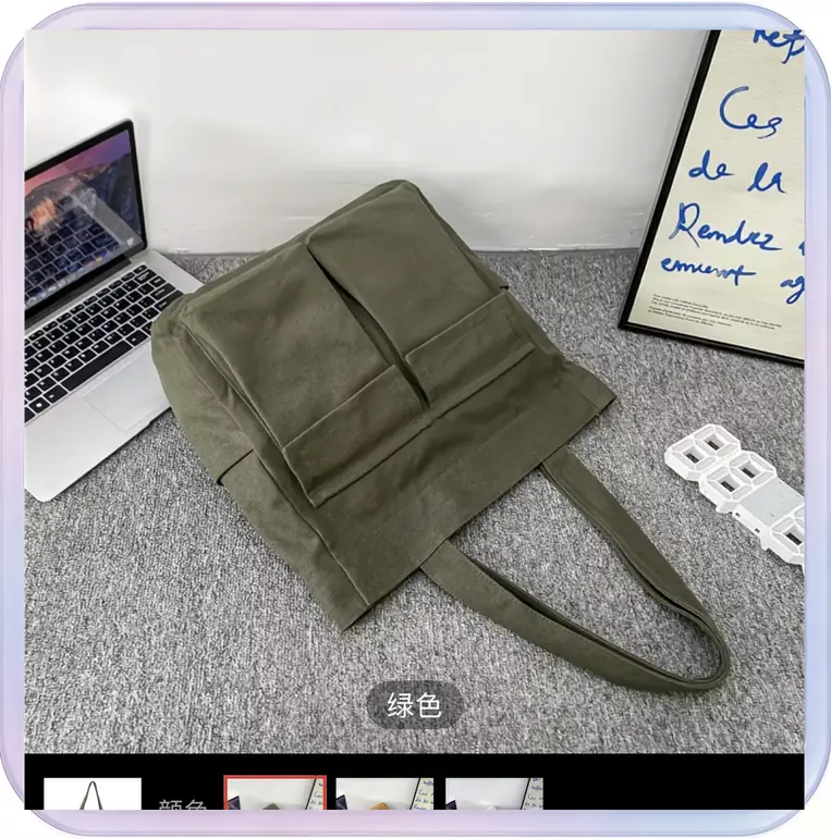 No_230_Green Vintage Workwear Style Women's Single Shoulder Crossbody Bag Ins Canvas Bag Street Style Large Capacity Artistic Casual Bag