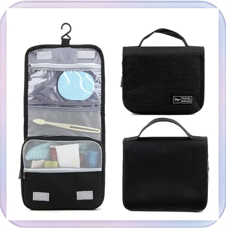 No_232_Black Hanging Universal Portable Hook Toiletry Bag