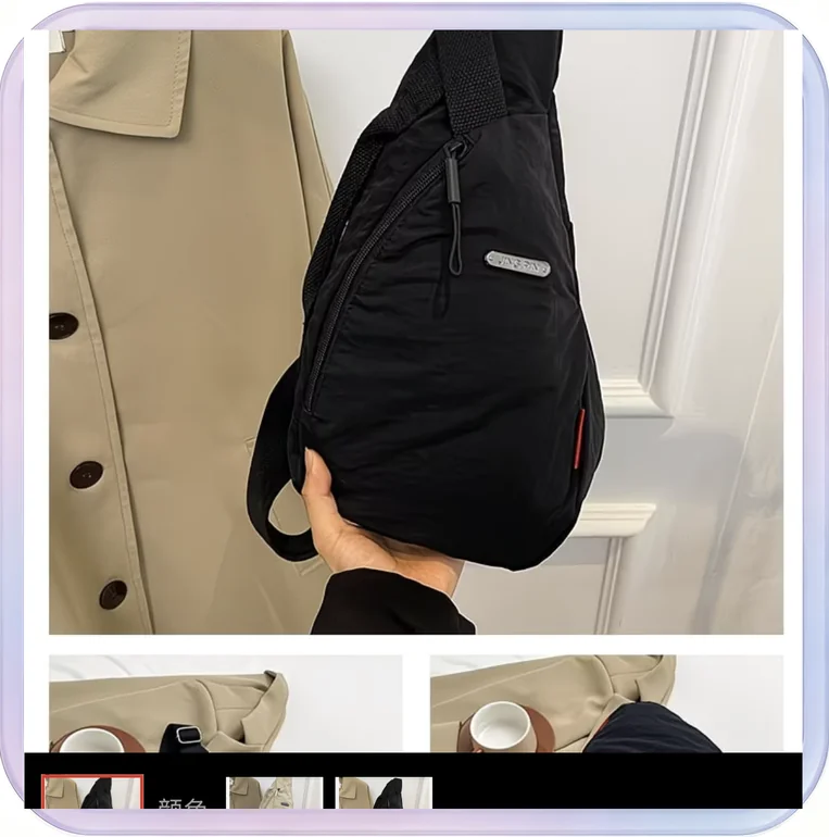 No_283_Black ins trendy waist bag chest bag, Japanese simple wear-resistant single shoulder crossbody bag, unisex casual sports sling bag