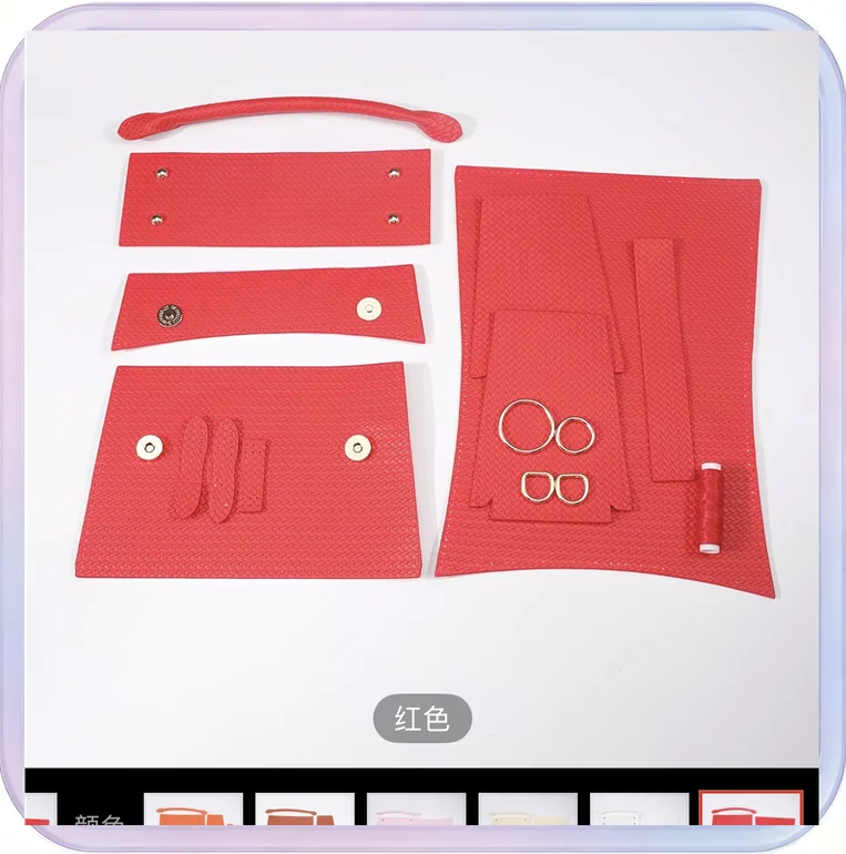 No_290_Wine red handmade DIY woven Cambridge bag material kit