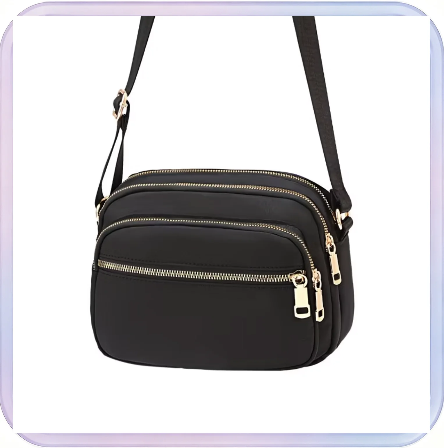 No_334_Men's and Women's Outdoor Multi-Zipper Crossbody Sling Bag (Pink)