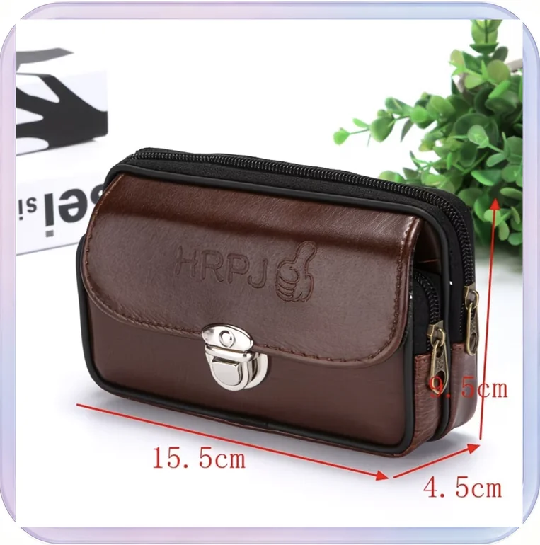 No_368_Middle-aged and Elderly Phone Waist Bag (Horizontal Brown)