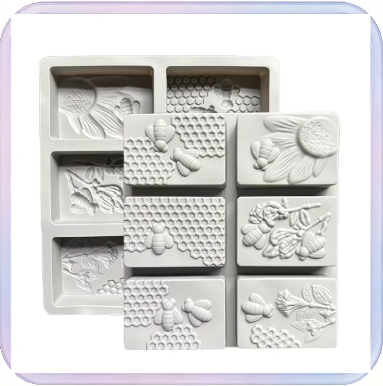 No_474_6-Cavity Bee Soap Mold (Gray)