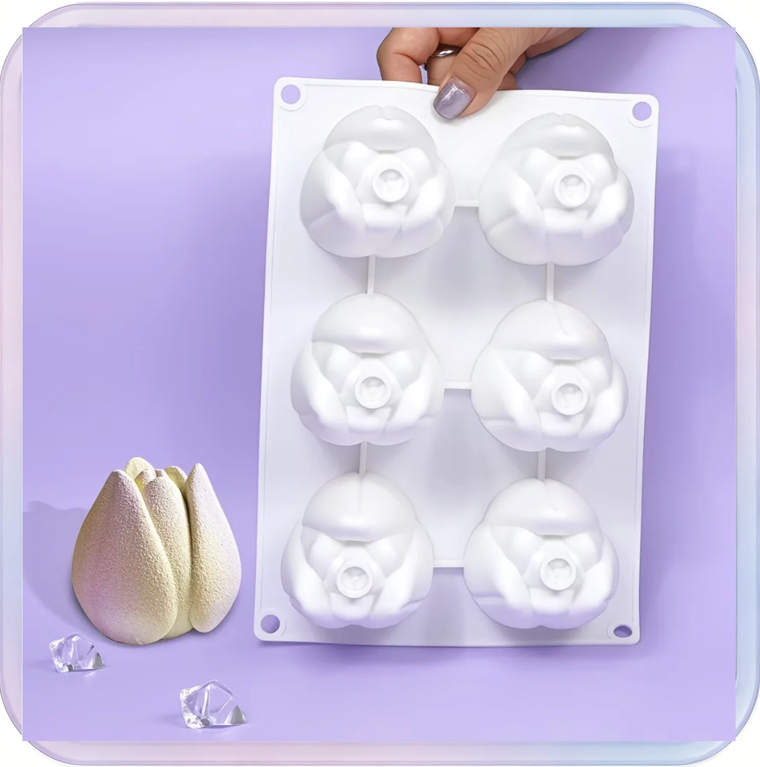 No_512_6-Cavity 3D Tulip Mousse Cake Mold