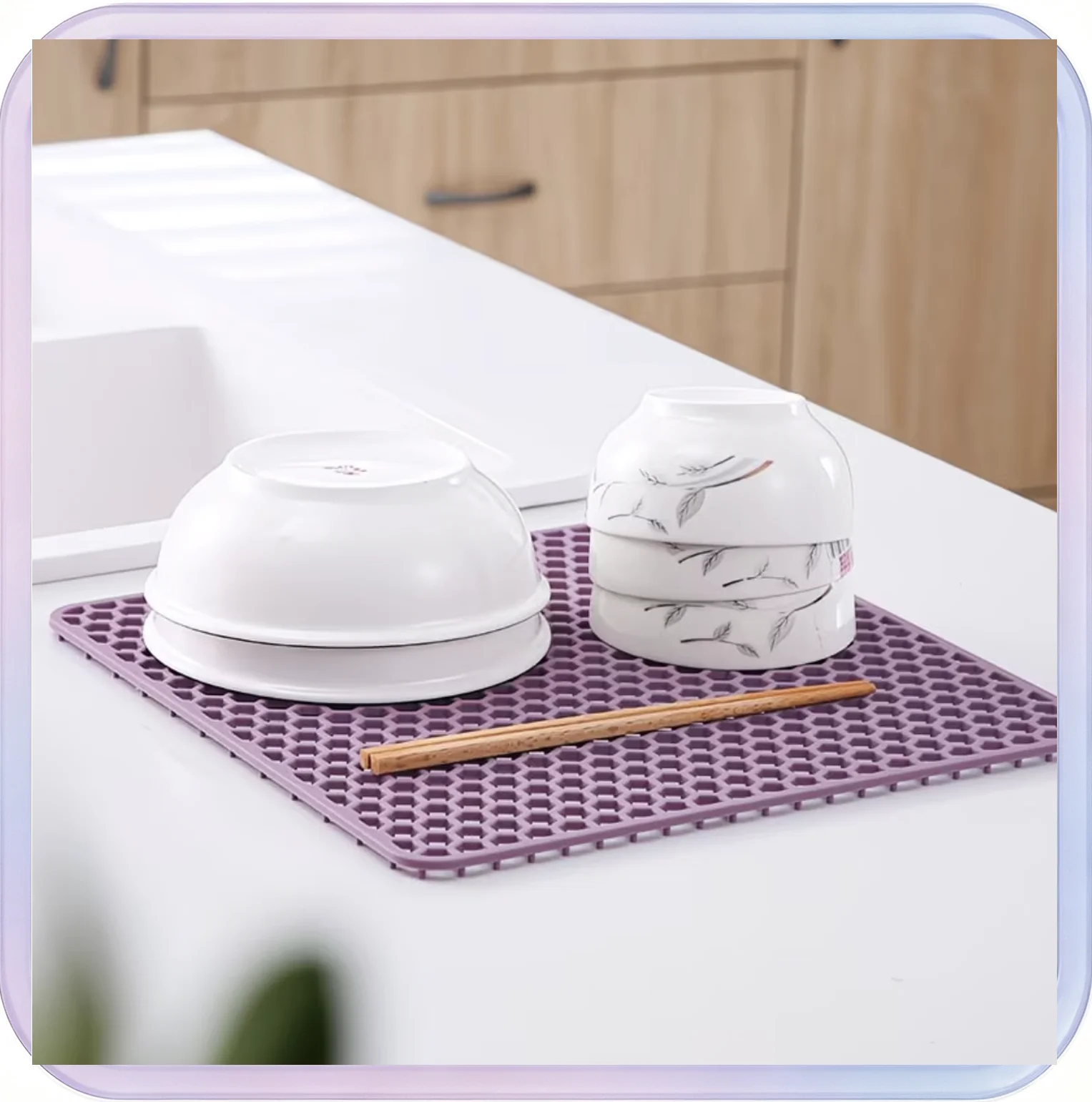 No_513_Purple 26.5CM Silicone Honeycomb Sink Drain Mat