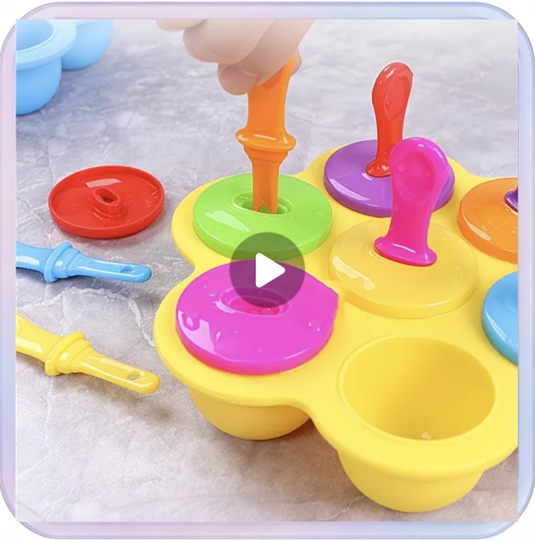 No_515_Yellow 7-Hole Silicone Popsicle Mold