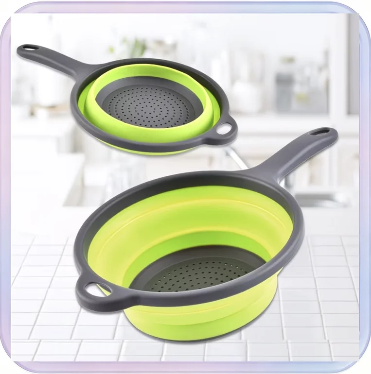 No_536_Green Small Folding Colander with Handle