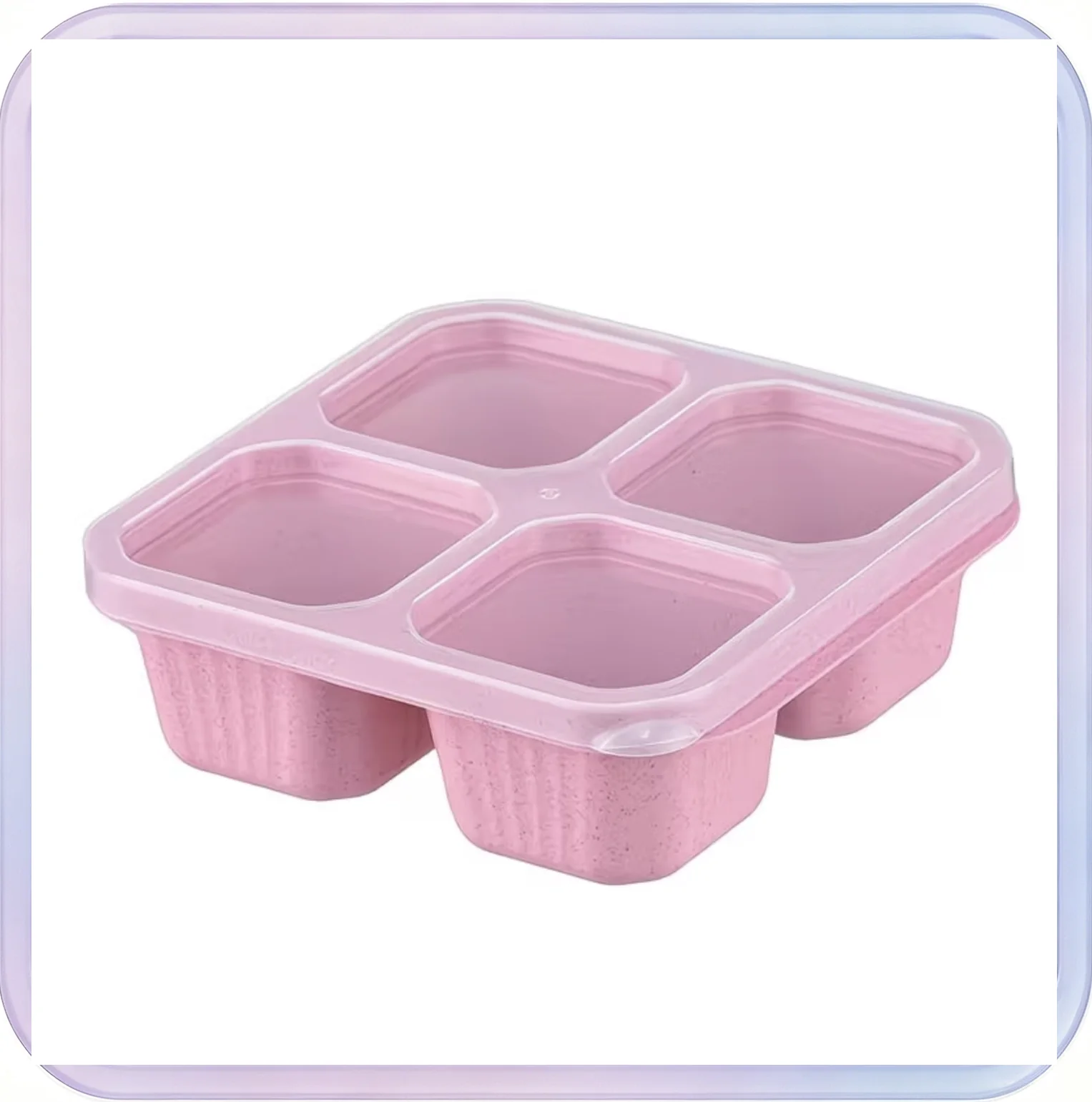 No_538_Pink Wheat Straw Segmented Lunch Box Storage Container