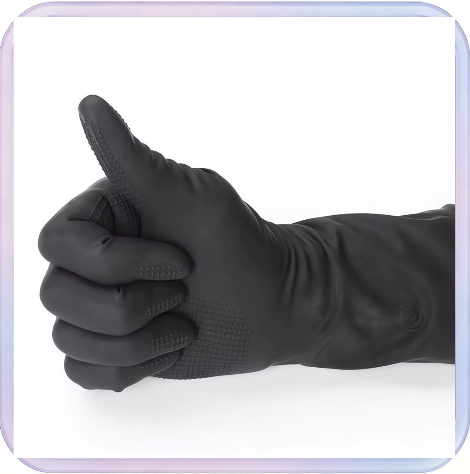 No_539_Black M Size Thickened and Extended Industrial Acid and Alkali Resistant Gloves