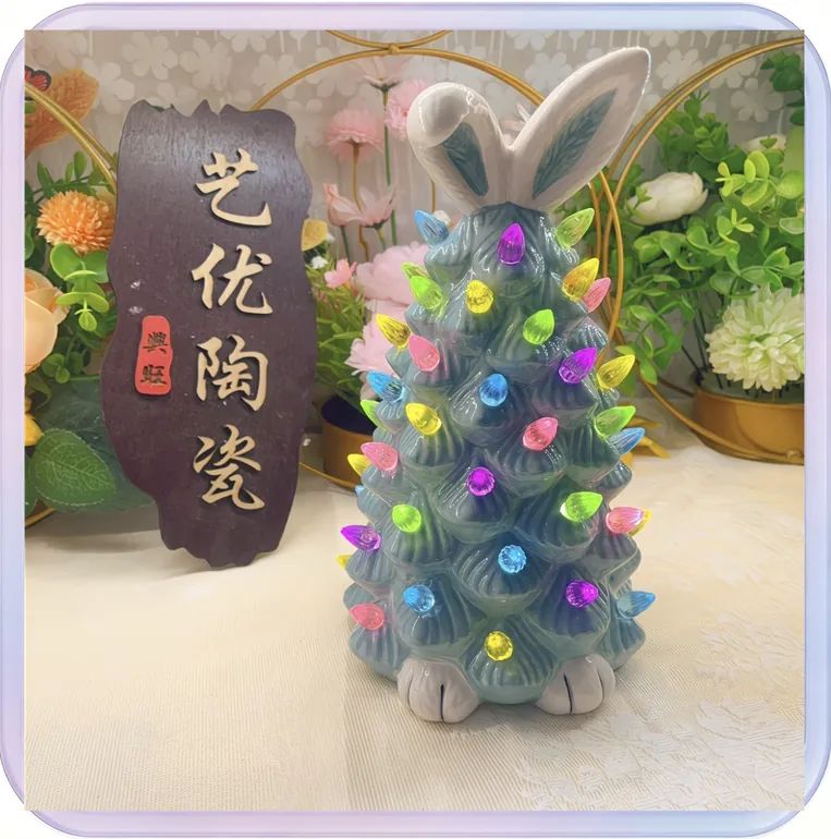 No_577_Resin craft rabbit Easter decoration home decor ornament (Style 1: Cyan)