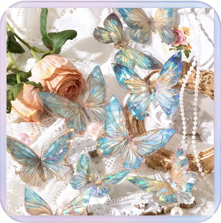 No_605_Unbounded Butterfly Spectrum Iridescent Laser Butterfly Journal Decoration, Fantasy Blue Butterfly