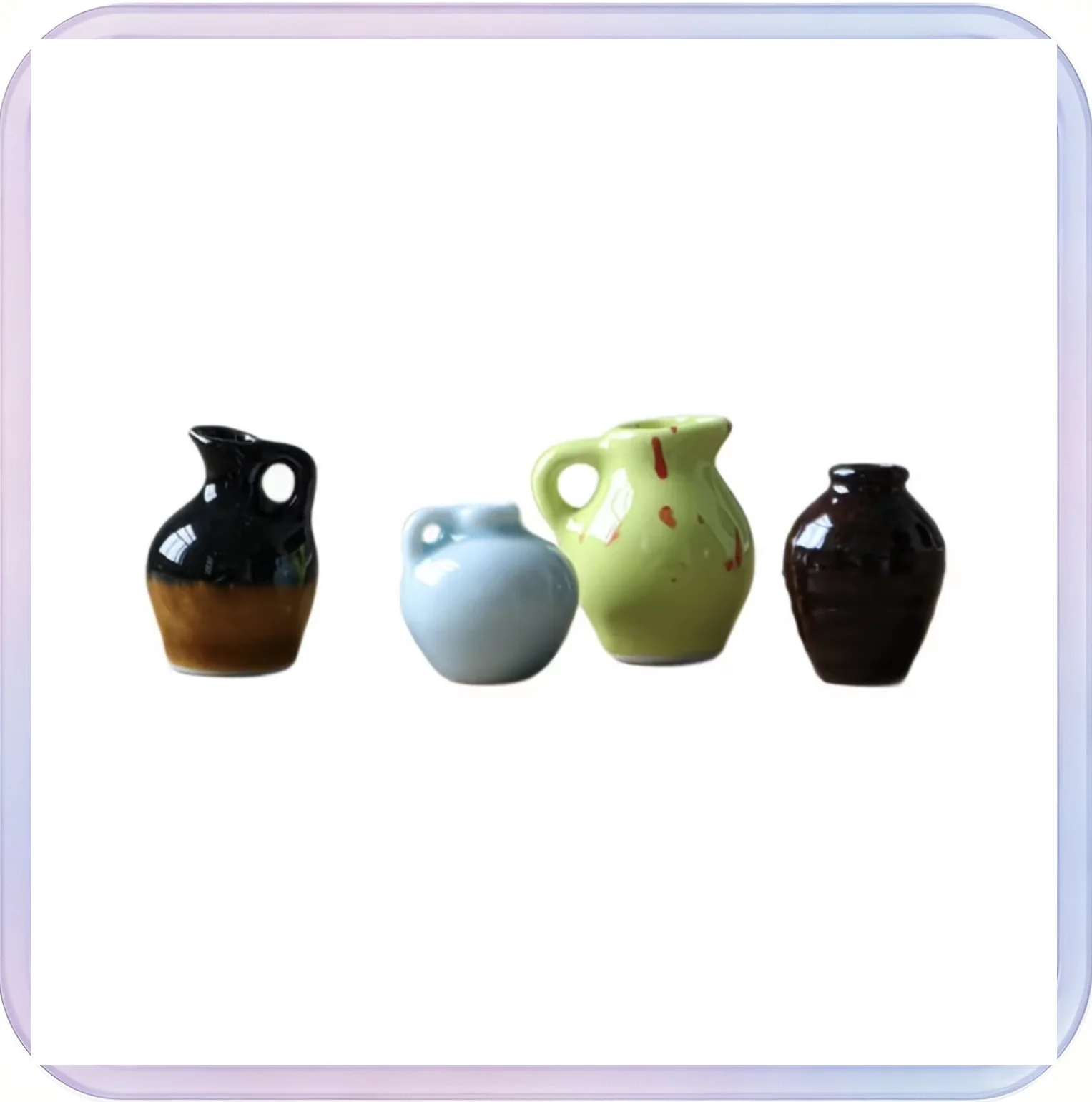 No_631_8-Piece Mini Flower Pot Ceramic Fridge Magnets