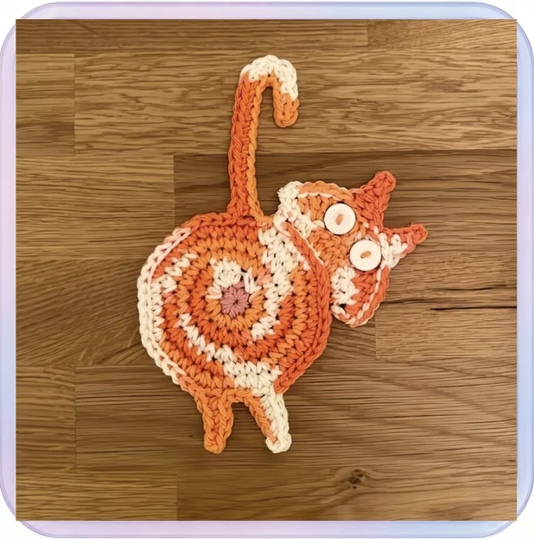No_643_Home Dining Table Cat Coaster (Orange)