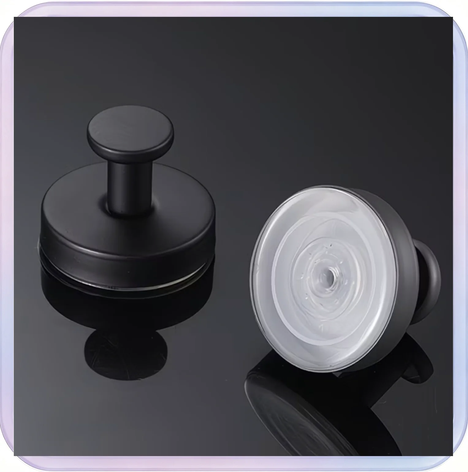 No_689_Black Strong Suction Cup Hook with Ring, No-drilling Stainless Steel Adhesive Hook