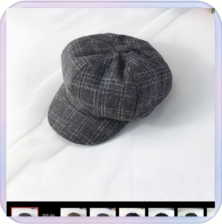 No_723_Beret for Women Autumn/Winter British Artist Hat (Gray)