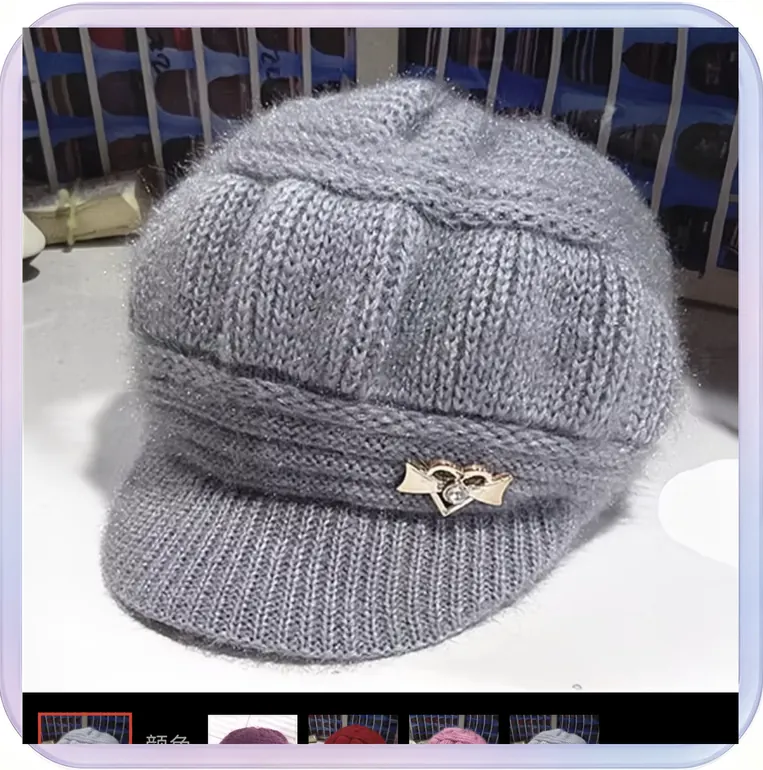 No_740_Autumn and Winter Hat Knit Hat Middle-aged and Elderly Basin Hat Wool Yarn Hat (Pumpkin Hat - Gray, One Size)
